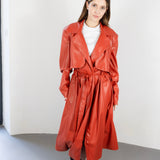 THE VEGAN LEATHER TRENCH COAT RUST