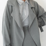 THE MARIA OVERSIZED BLAZER GREY STRIPES