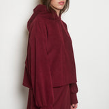 THE LILI CROPPED HOODIE RED WINE