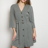 NORA DRESS GREY STRIPES