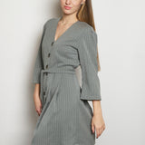 NORA DRESS GREY STRIPES