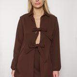 THE DOUBLE BOW SHIRT COFFEE BROWN