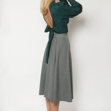 THE MIDI SKIRT GREY STRIPES