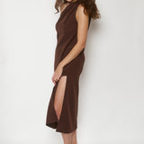 VIKTORIA DRESS COFFEE BROWN